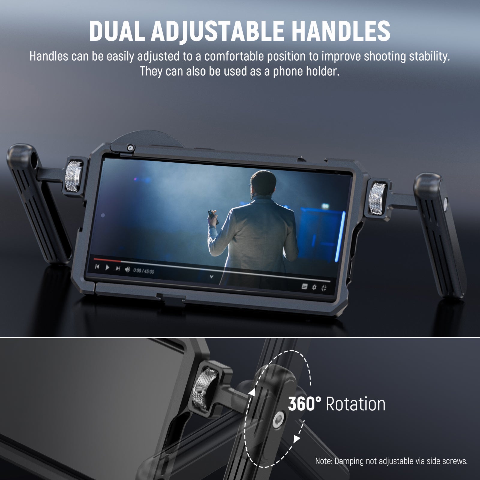 NEEWER PA021 Handheld Video Cage with Filter Thread Adapter for Samsung Galaxy S23 Ultra - Perfect for Vlogging, Filmmaking & Mobile Photography