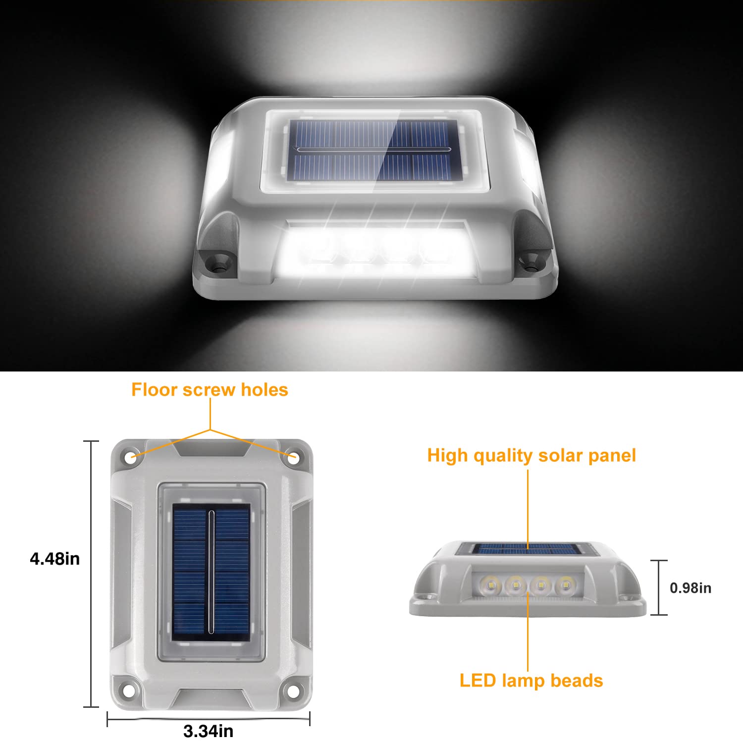 T-SUN 12 Pack Solar Driveway Lights - 6000K Cold White LED Pathway Lights for Outdoor Garden, Sidewalk, Stair & Ground - Waterproof Solar Path Lights for Driveway, Deck & Landscape Lighting