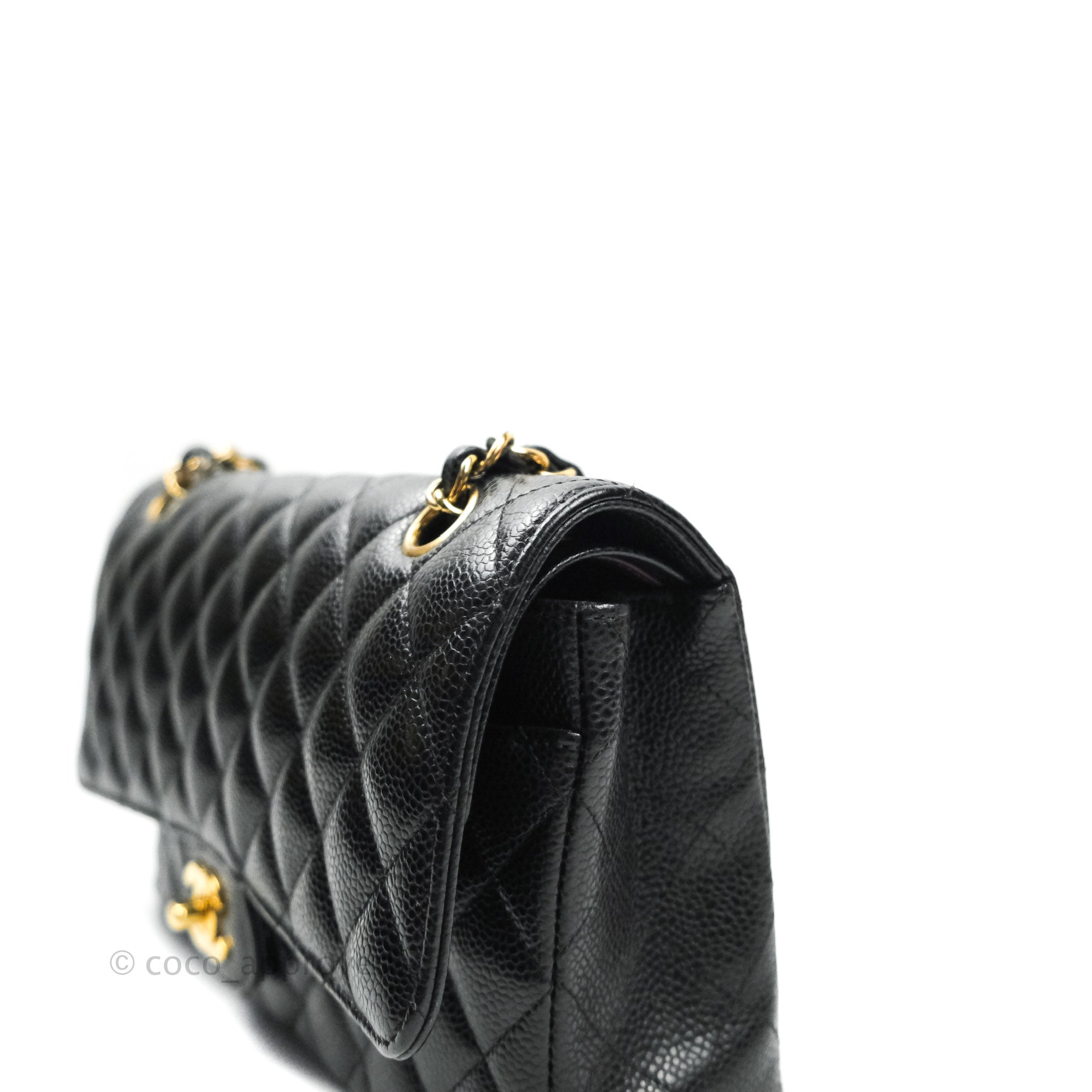 Chanel Classic Medium Double Flap Bag Black Caviar Leather with Gold Hardware - Luxury Designer Handbag for Women, Perfect for Work, Evening Events & Special Occasions