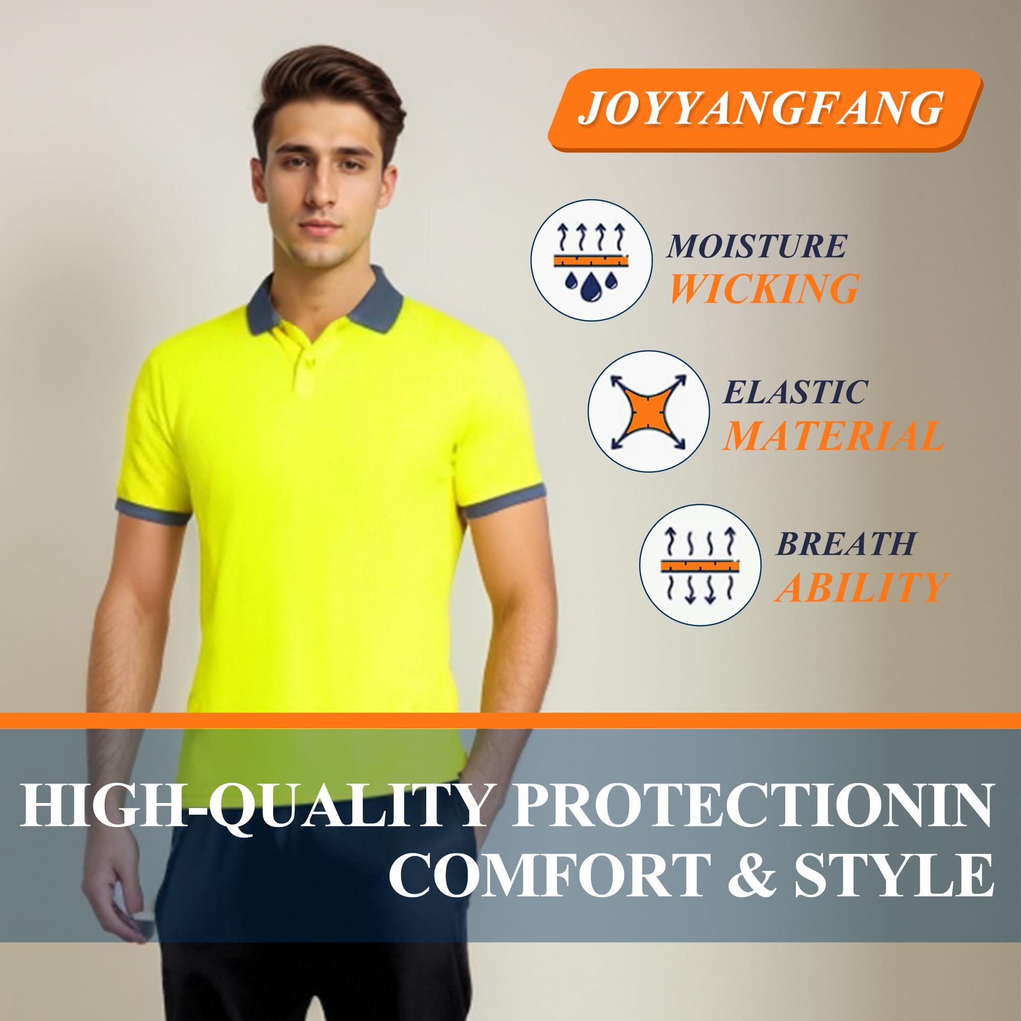 High Visibility Reflective Safety Shirts for Men & Women - Neon Yellow Polo Work T-Shirts (6-Pack) - Construction, Road Work, Night Running & Cycling Safety Gear