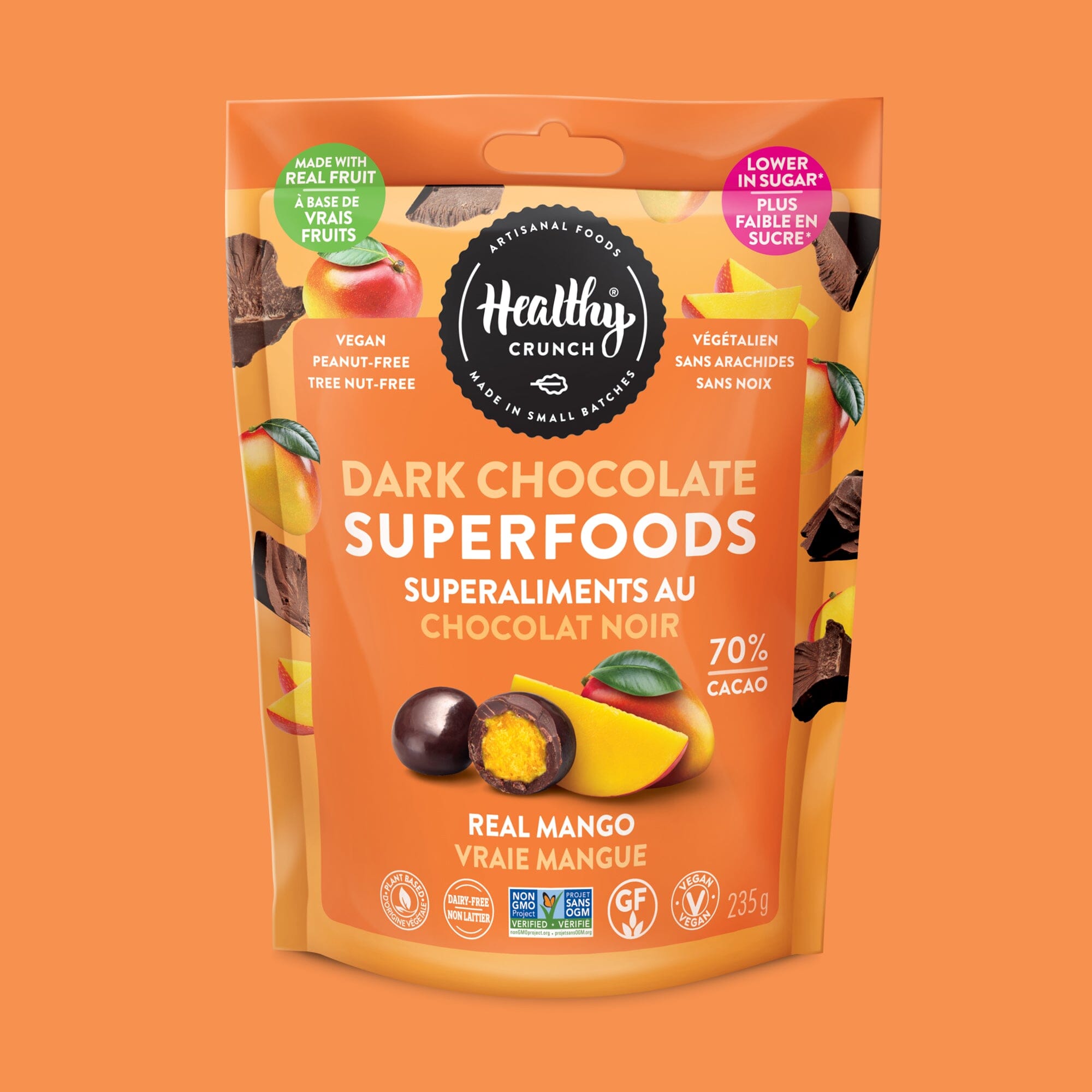 Organic Mango Dark Chocolate Superfood Snacks - Antioxidant Rich, Vegan, Gluten-Free - Perfect for Healthy On-the-Go Snacking & Gift Giving