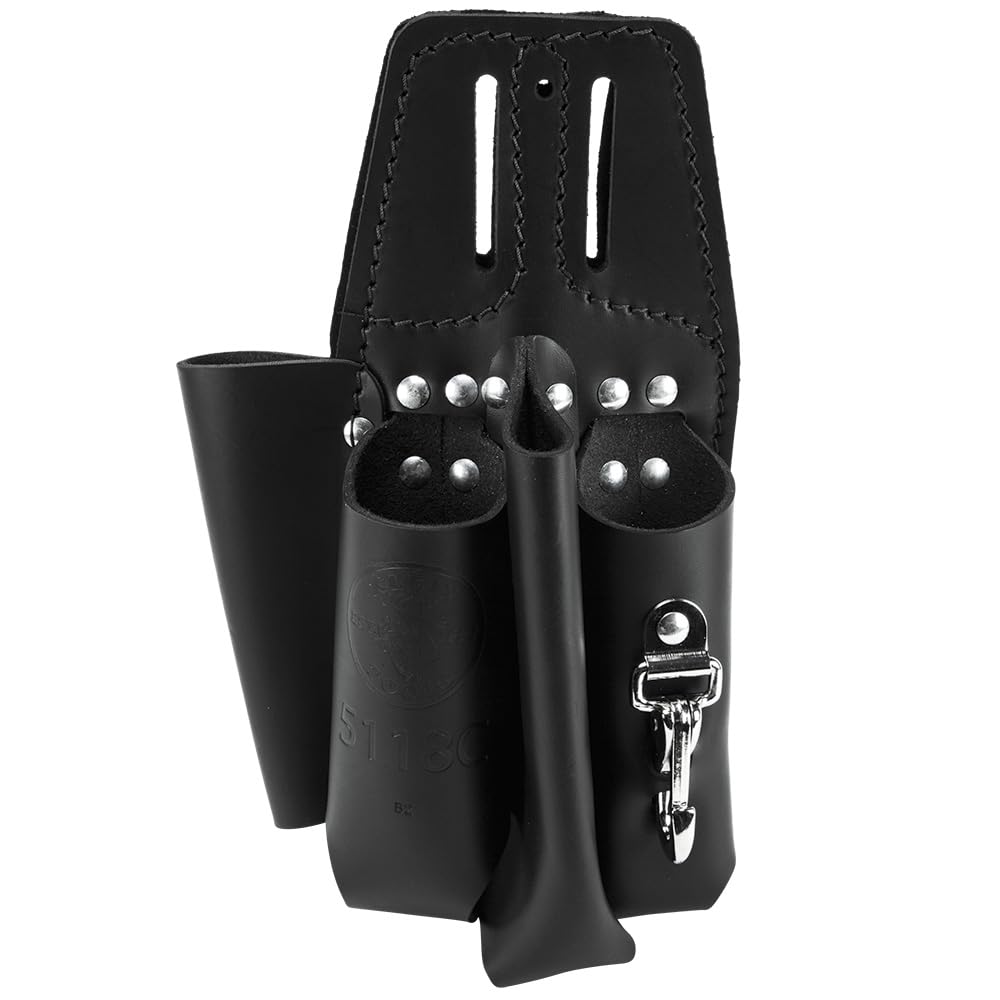 Klein Tools 5118C Professional Tool Pouch - 4 Pocket Multi-Tool Holder with Plier, Ruler & Screwdriver Holders | Perfect for Electricians, Contractors & DIY Home Improvement Projects