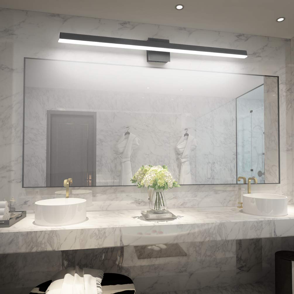 Aipsun 40 Inch Modern Black LED Bathroom Vanity Light Fixture - White Light for Bathroom Mirror, Makeup Area & Dressing Room - Energy Efficient Wall Sconce Lighting