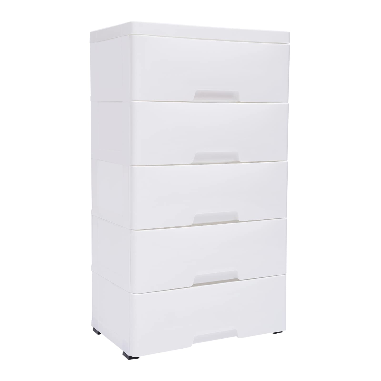5-Drawer Plastic Storage Cabinet - White Vertical Dresser Organizer for Clothes, Toys & Bedroom | Space-Saving Closet & Playroom Furniture for Home Organization
