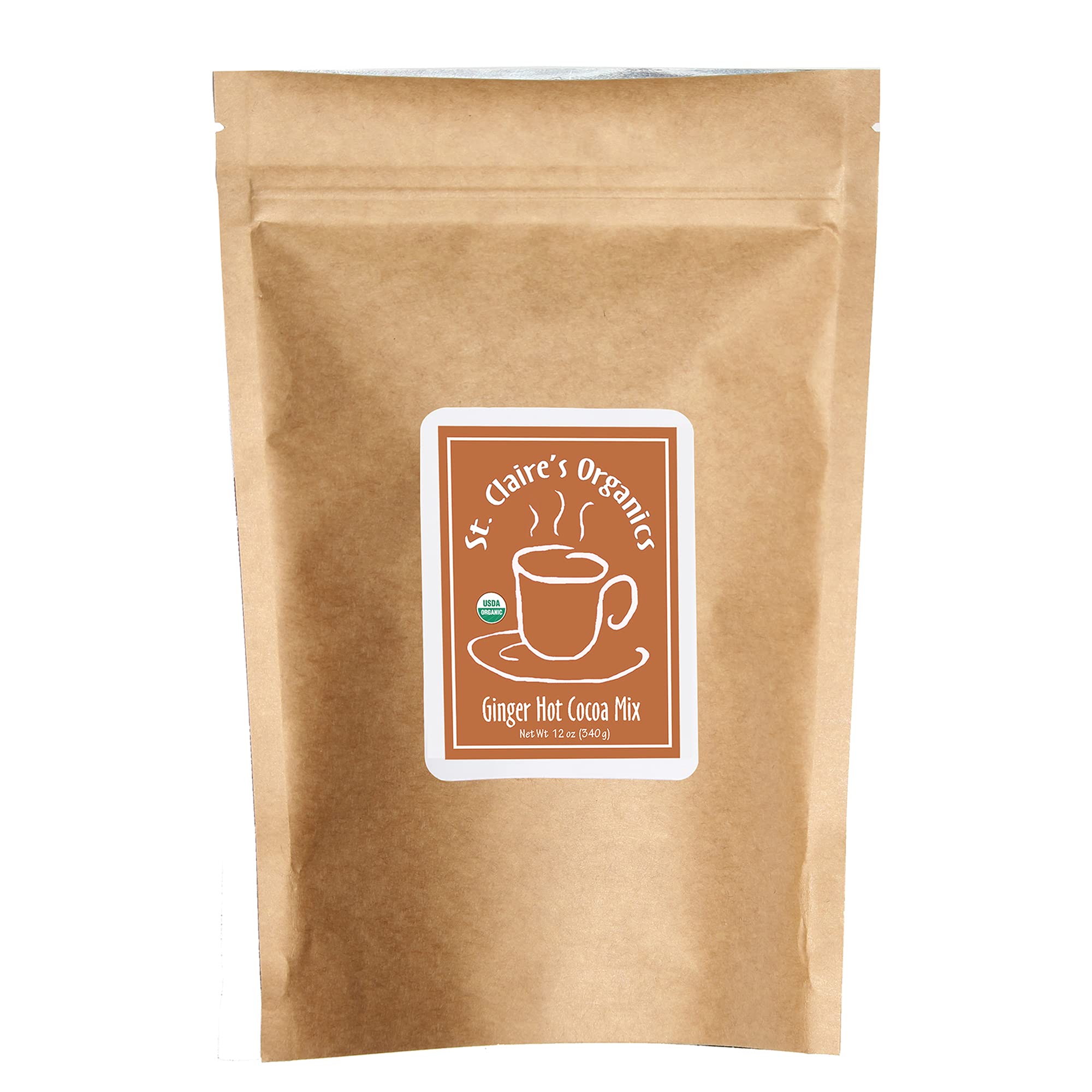 Organic Gourmet Hot Cocoa Mix - Ginger Flavor (12oz Bag, 20 Servings) | Allergen-Free, Vegan, Non-GMO, Gluten-Free | Made in USA | Perfect for Winter Warmth, Holiday Gifts & Cozy Nights