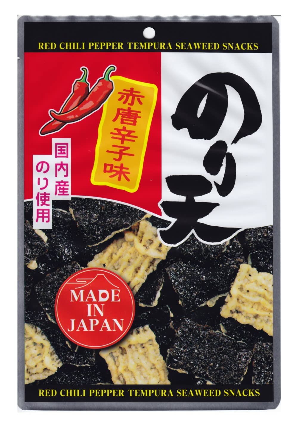 Spicy Red Chili Pepper Tempura Seaweed Snacks - 1.41oz (40g) Pack - Crunchy Asian Style Snack for Parties, Movie Nights & Healthy On-the-Go Munching