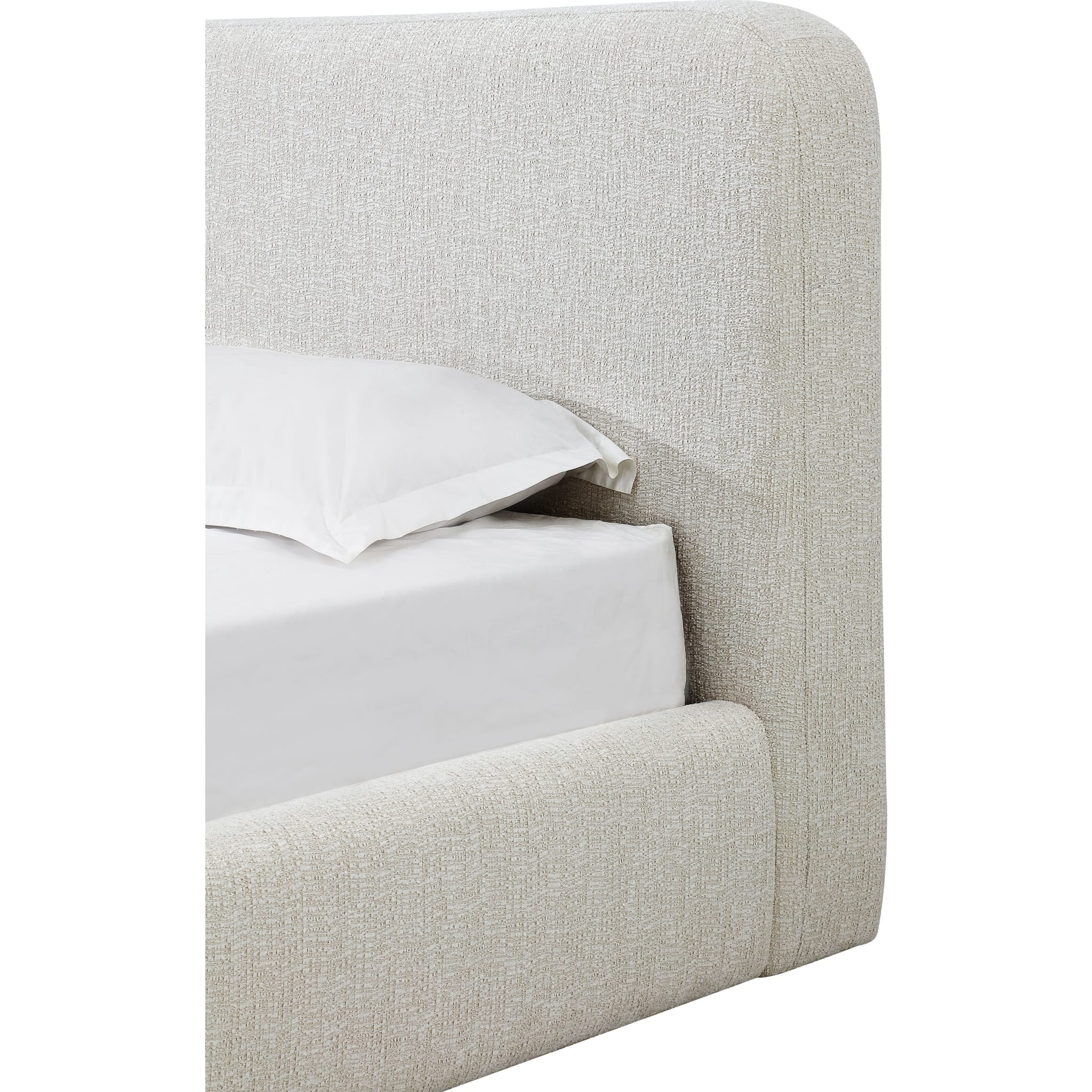Elora Upholstered Platform Bed Frame - Whitewashed Chenille Fabric Queen Size - Modern Bedroom Furniture for Master & Guest Rooms