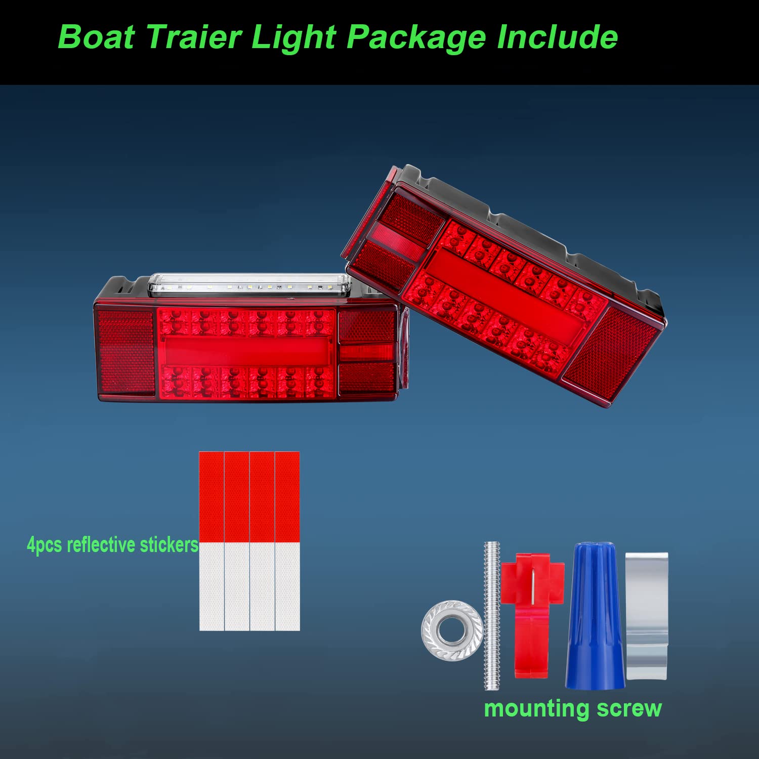 Low Profile Rectangular LED Boat Trailer Lights Kit - IP68 Waterproof Red Sealed Tail Lights Replacement for Fishing Boat Trailers, Trucks & Marine Vehicles | Perfect for Night Towing & Water Activities