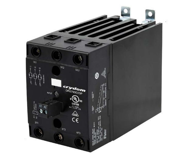 3 Phase Solid State Relay with Heatsink - 25A 48-600VAC Load, 4-32VDC Control, Zero Crossing, LED Indicator & Overvoltage Protection - Ideal for Industrial Automation, HVAC Systems, and Motor Control Applications
