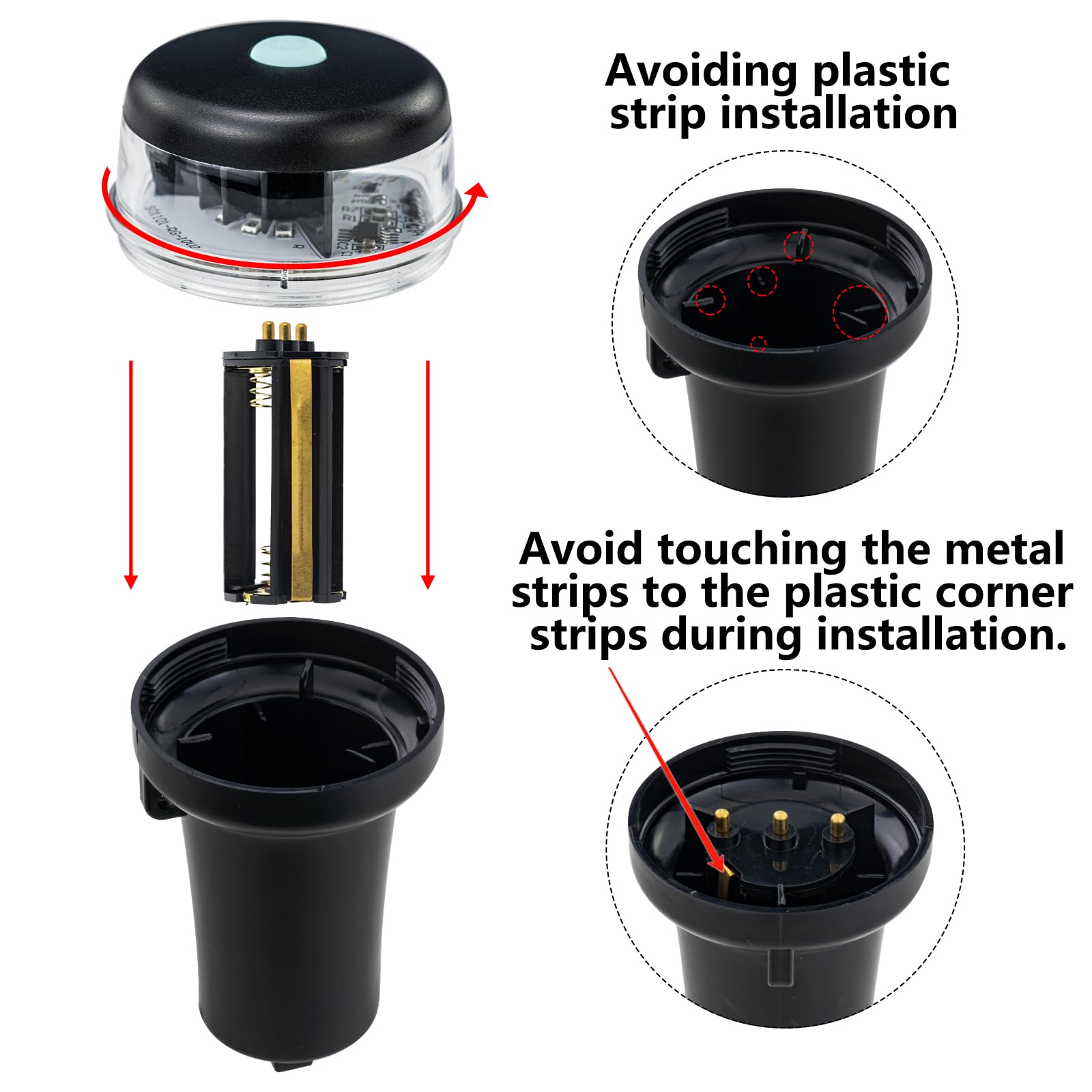 **Portable Kayak LED Navigation Lights - Waterproof Surface Mount with Adhesive Base, Multi-Adaptors for 3AA Battery (Red + Green) - Perfect for Inflatable Boats, Canoes, and Night Fishing**