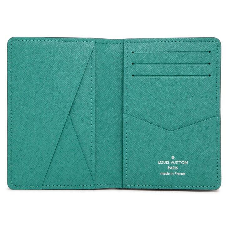 LV Taiga Monogram Vert Pocket Organizer - Slim Wallet for Men - Perfect for Business, Travel & Everyday Use