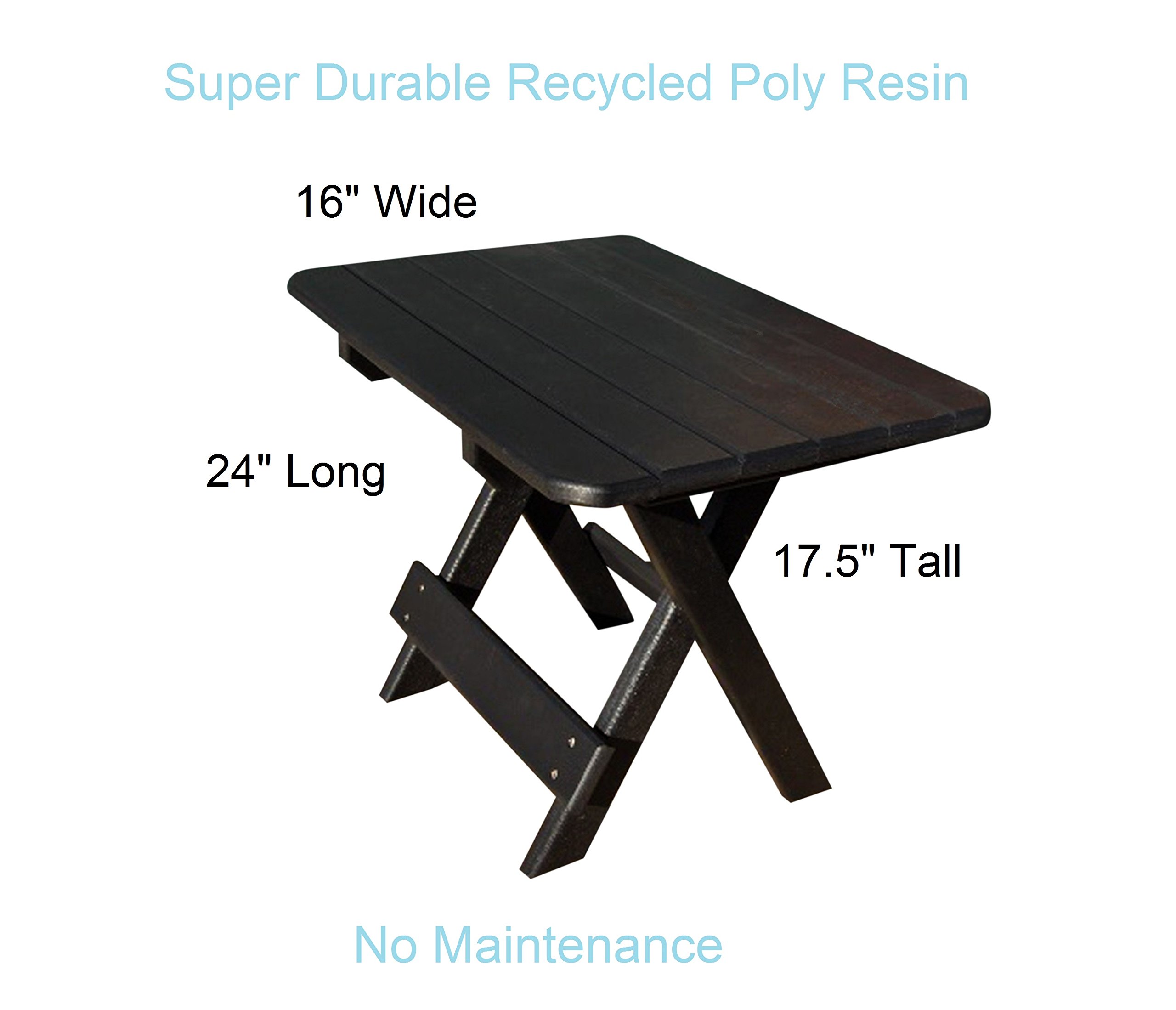 Phat Tommy Folding Outdoor Patio Side Table - Weather-Resistant Poly Adirondack End Table for Patio, Deck, Balcony or Garden - Perfect for Drinks, Books & Outdoor Relaxation (Black)