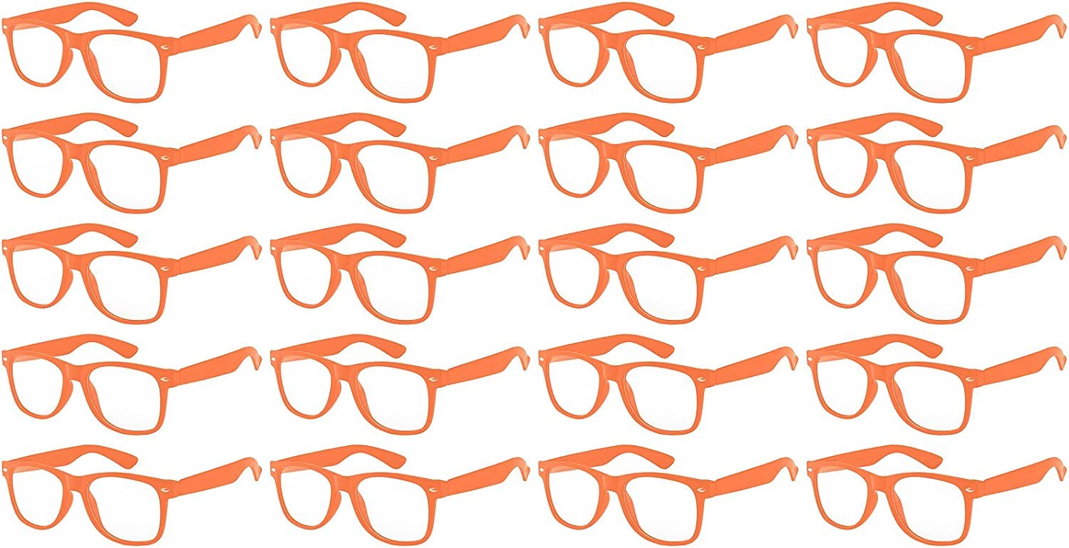20 Pack Bulk Kids Nerd Glasses - UV Protected Clear Lens Fake Toddler Glasses for Costume Party, School Play & Photo Props - Non Prescription Children's Eyewear for Dress Up & Role Play
