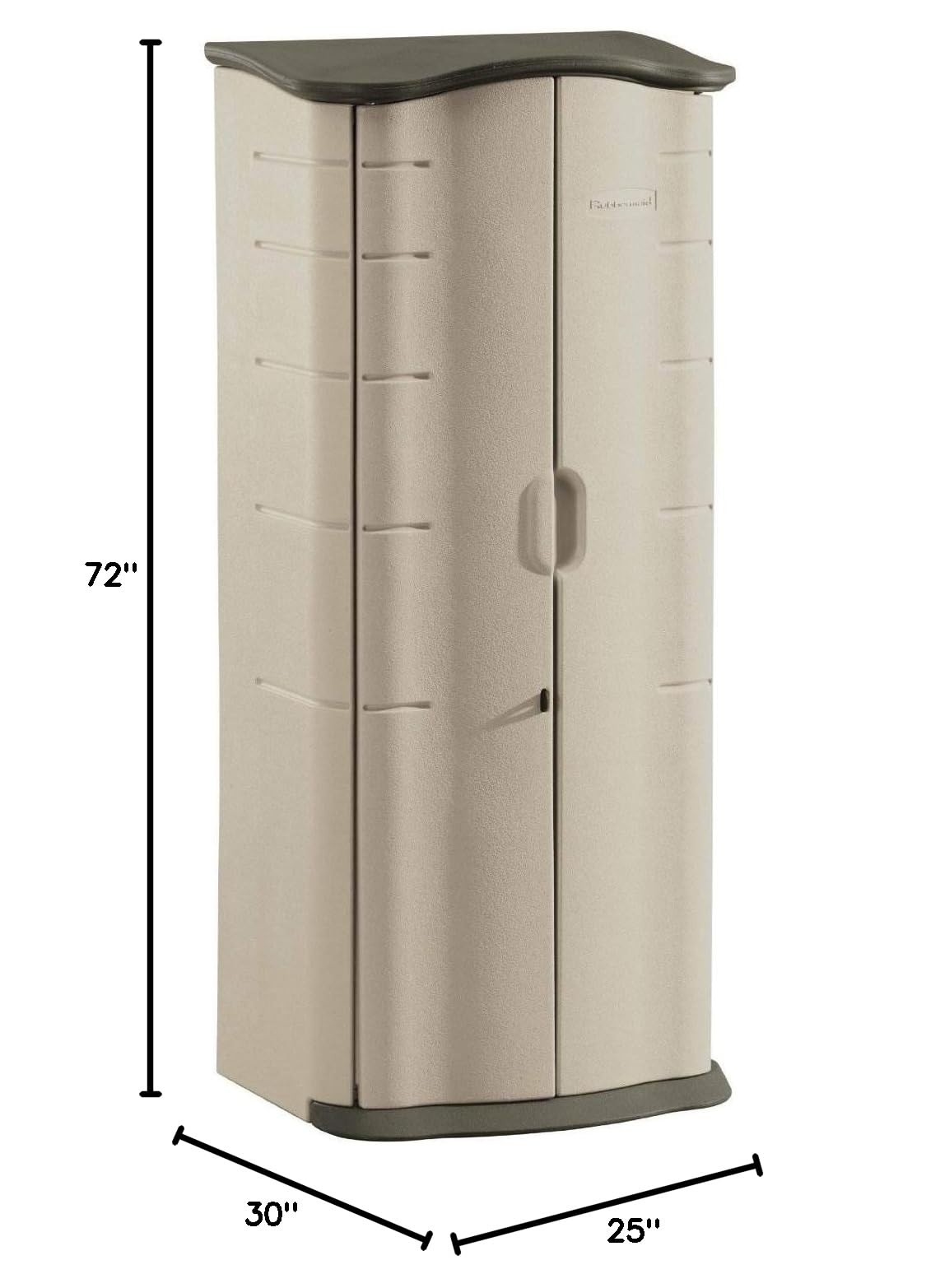 Rubbermaid 2x2.5 Ft Compact Vertical Resin Storage Shed with Floor - Weather Resistant Beige/Brown Outdoor Organizer for Garden Tools, Patio Cushions, Pool Chemicals & Toys - Perfect for Backyard, Porch & Garage Storage