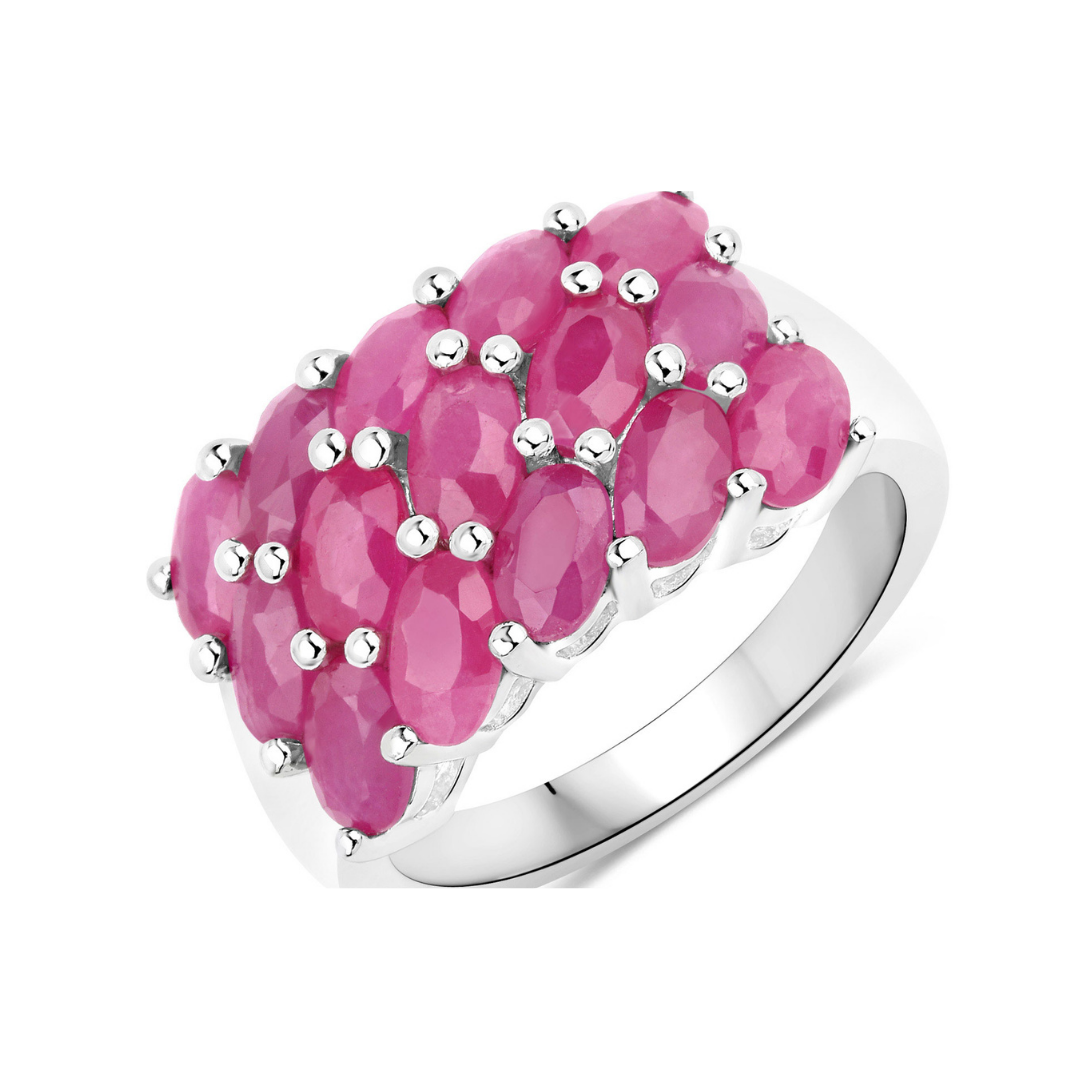 Genuine Pink Ruby Cluster Ring for Women - 925 Sterling Silver Vintage Style Jewelry - Perfect for Weddings, Anniversaries & Special Occasions