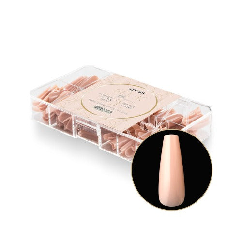Apres Gel X Neutral Lila Sculpted Nail Tips 150pc - Long Coffin Shape for Professional Salon & DIY Manicures at Home