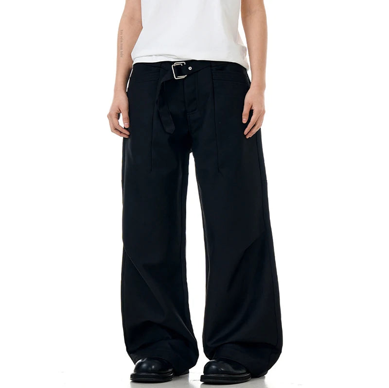 American Style Men's Suit Pants - Loose Fit Pleated Straight Leg Trousers | Solid Color Casual Dress Pants for Summer | Office Wear, Business Attire & Formal Occasions