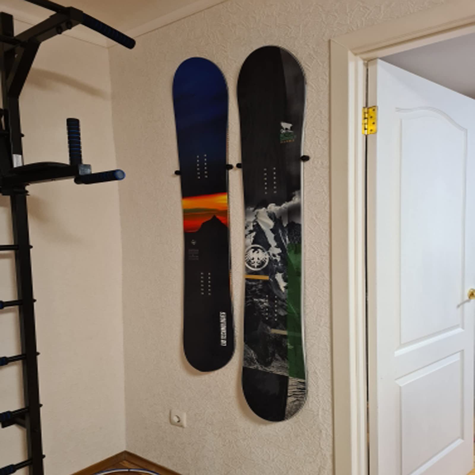 Best Ski & Snowboard Wall Mount Rack - Invisible Floating Hanger Holds 2 Boards - Space Saving Storage Organizer with Screws & Washers Included - Perfect for Garage, Basement & Winter Sports Gear Protection