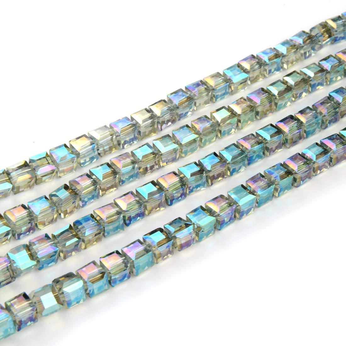 Premium Czech Glass Beads - 6mm Faceted Cube Loose Beads (190-196pcs) for DIY Jewelry Making - Peridot Green Shimmer Spacer Beads - Perfect for Necklaces, Bracelets & Craft Projects