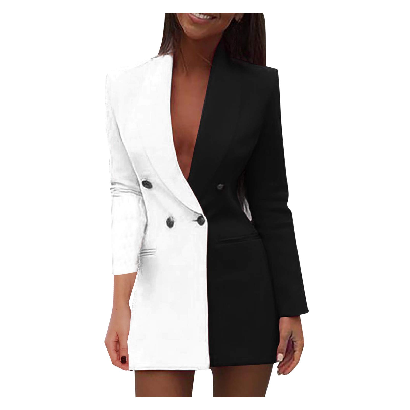 Aniywn Women's Long Sleeve Double Breasted Blazer Dress - Elegant Mini Dress for Casual, Work & Office Wear | Perfect for Business Meetings, Cocktail Parties & Formal Events
