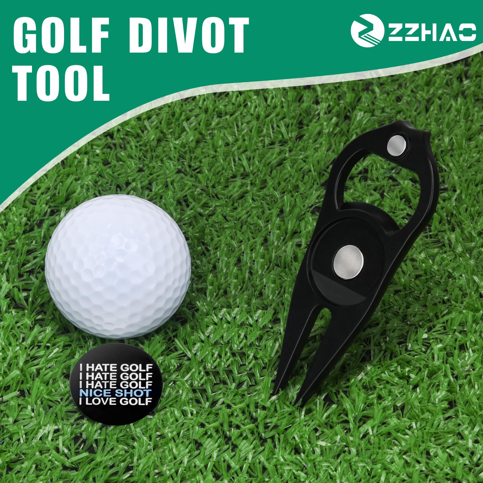 ZZHAO Golf Divot Repair Tool & Ball Marker Set - Premium Golf Accessories for Men | Perfect Gift for Golfers | Ideal for Course Play & Practice Sessions