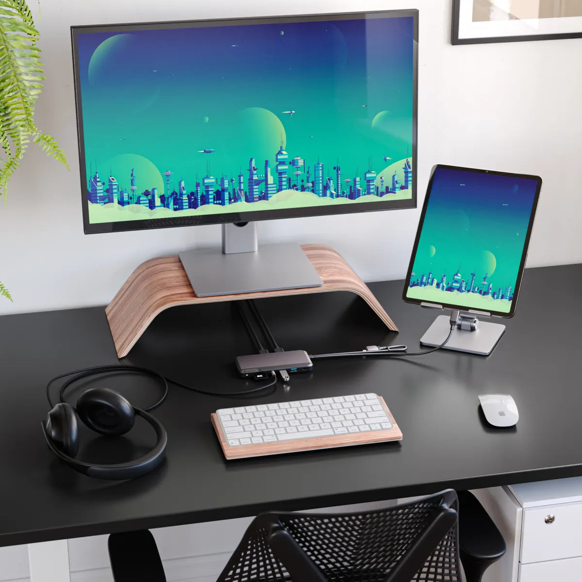 10-in-1 Portable USB C Hub for MacBook - Dual 4K 60Hz HDMI, USB 3.0, SD/TF Card Reader - Space Gray - Perfect for Work, Travel & Home Office Setup