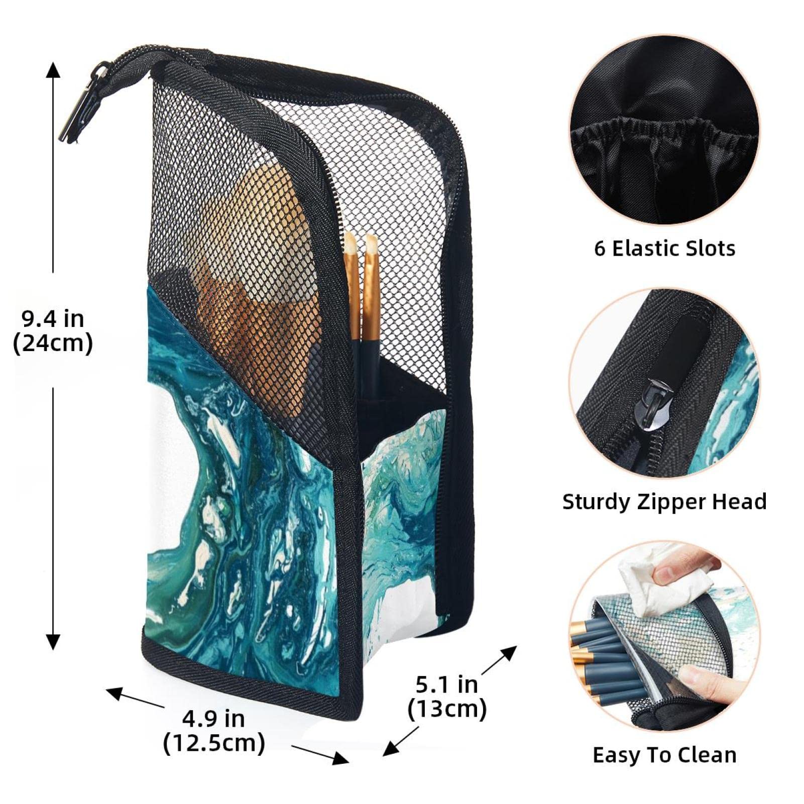 Premium Makeup Brush Organizer Bag with 12 Slots - Turquoise Sea Surf Design, Portable Cosmetic Brush Holder Case for Travel & Home Storage - Perfect for Makeup Artists & Beauty Enthusiasts