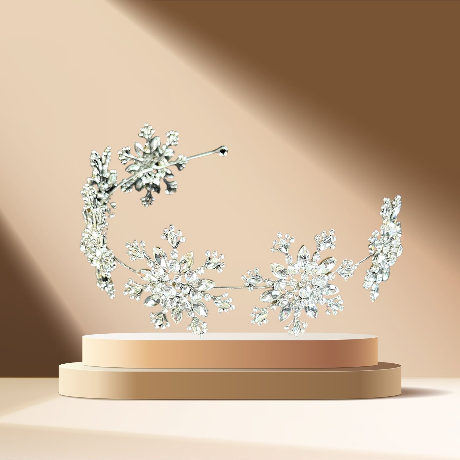 Elegant Crystal Crown Tiara Headband - Rhinestone Snowflake Wedding Hair Accessories for Brides, Prom, Pageants & Special Occasions - White