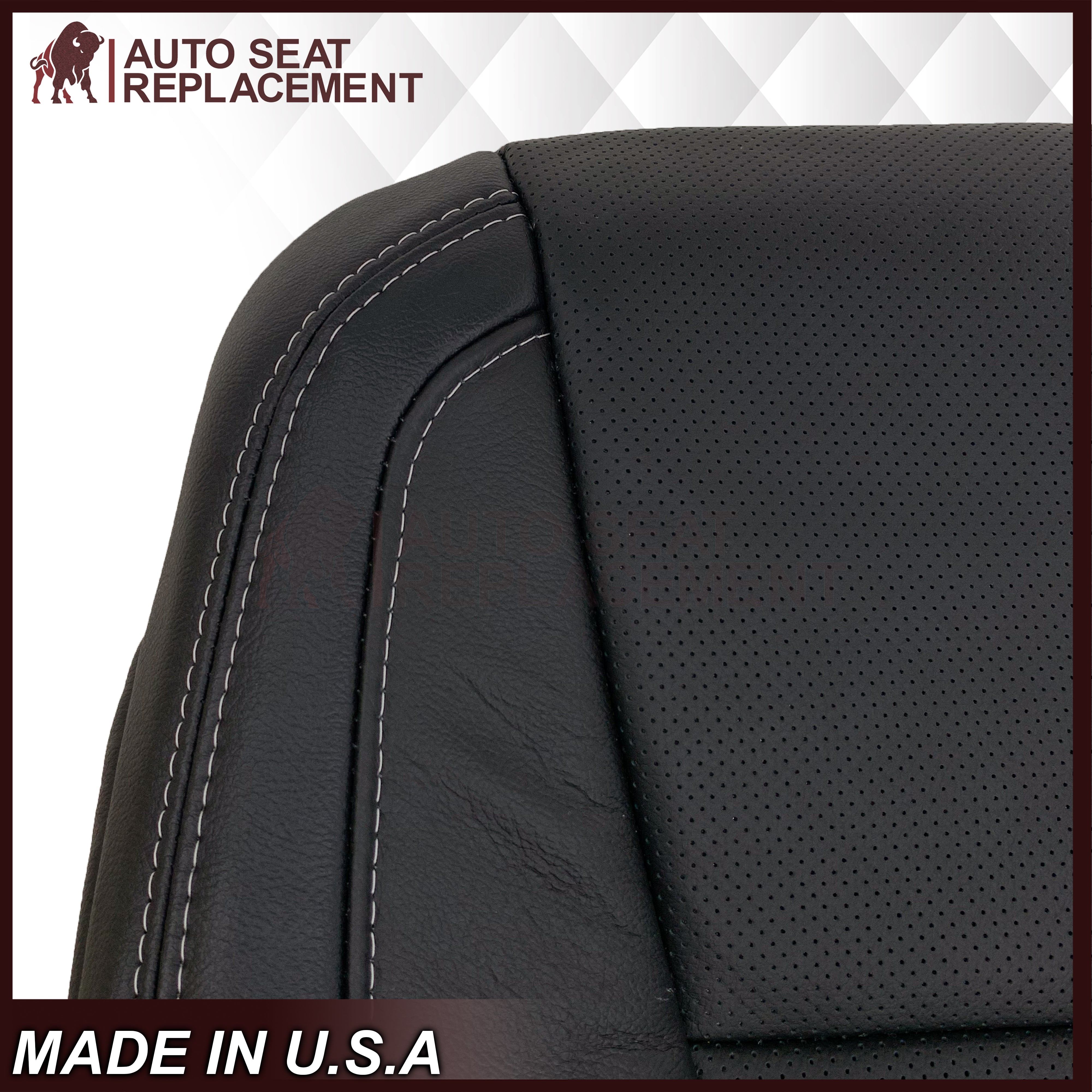 2015-2017 Ford F150 Lariat Replacement Seat Covers - Genuine Leather & Premium Synthetic Leather Options in Charcoal Black | Perfect for Truck Interior Upgrade & Protection