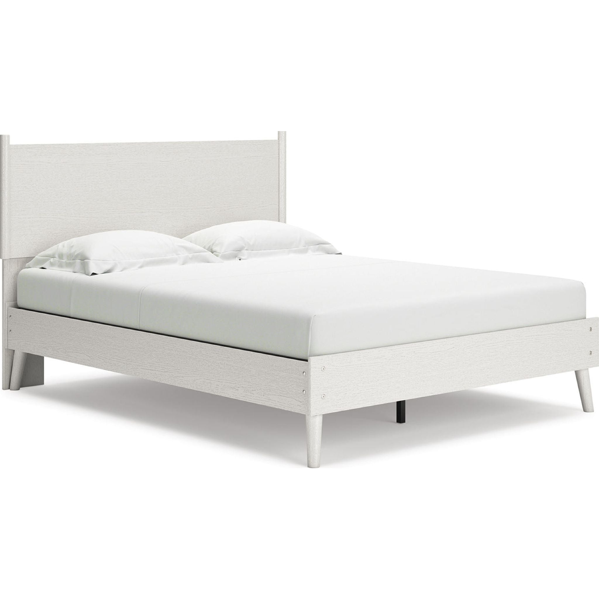 Aprilyn Queen Panel Bed - White Wooden Frame with Upholstered Headboard - Perfect for Master Bedroom, Guest Room & Modern Home Decor