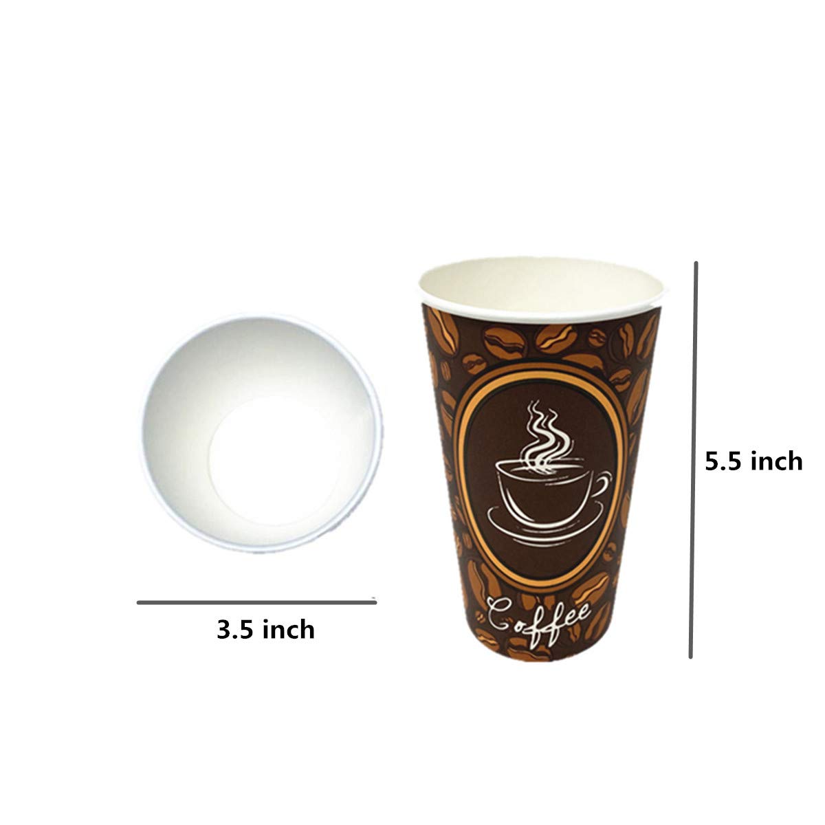 100-Pack Premium Disposable Paper Hot Coffee Cups - 16oz Insulated Cups for Tea & Coffee - Ideal for Coffee Shops, Bars, Offices, and Home Use - Perfect for Morning Brews, Office Meetings, and Catering Events