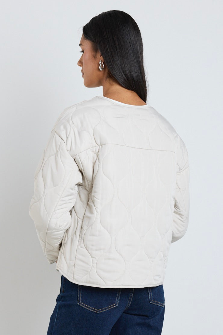 Apex Putty Collarless Puffer Jacket - Lightweight Winter Coat for Women, Water-Resistant & Warm - Perfect for Outdoor Activities, Travel & Casual Wear