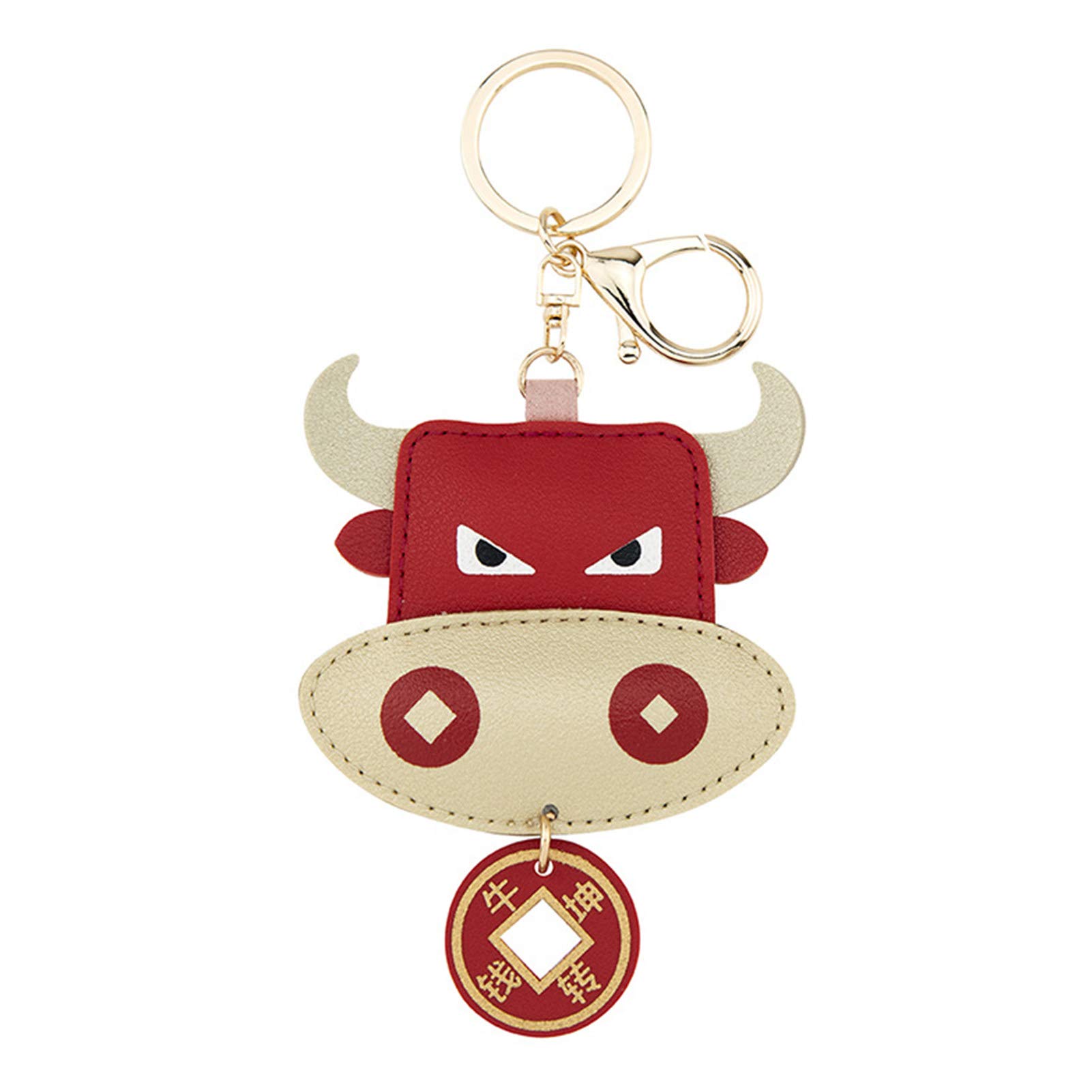 Stylish Cartoon Cow Keychain - Faux Leather Car Key Ring Pendant for Women & Men - Perfect New Year Gift & Car Accessory - Great for Keys, Bags, and Everyday Use