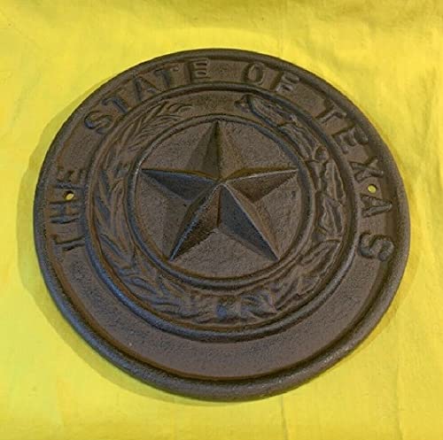 Texas State Seal Cast Iron Wall Plaque - 8.5
