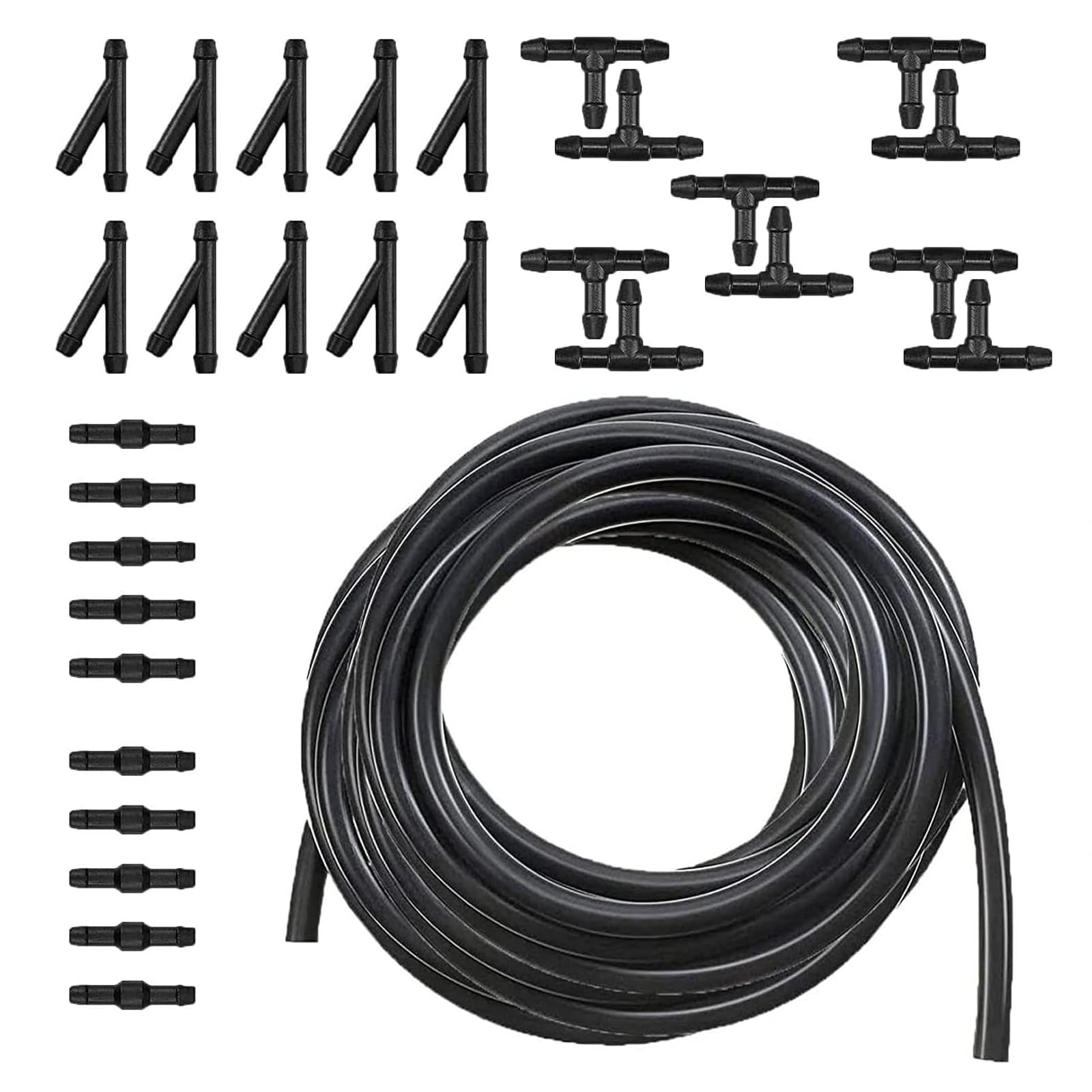 30 PCS Universal Car Windshield Washer Hose Kit - 13Ft Durable Rubber Washer Hose with 30 Vehicle Hose Connectors for Pump & Nozzles - Fits Trucks, SUVs & Most Vehicles (Black) - Perfect for Windshield Cleaning & Fluid System Maintenance