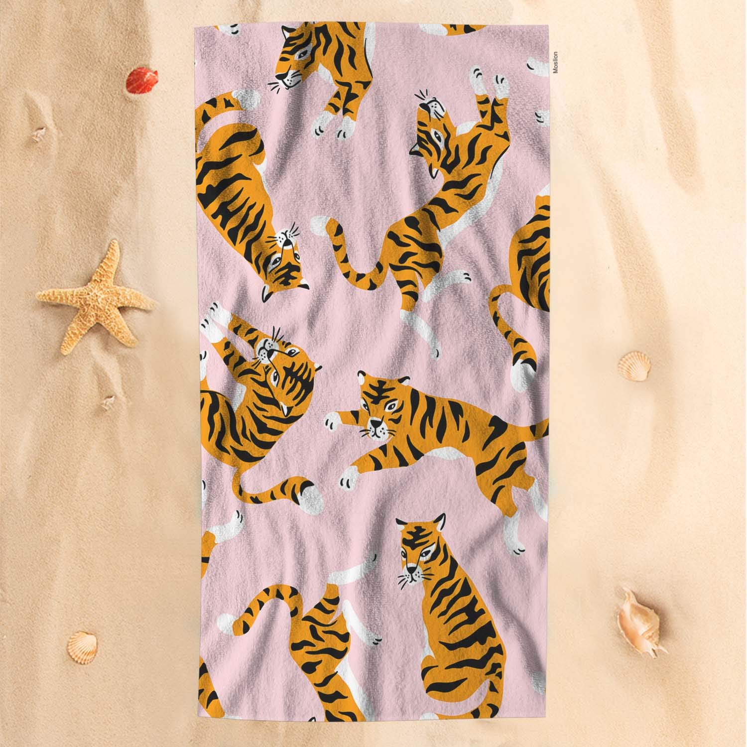 Soft Microfiber Tiger & Leopard Print Bath Towel 32x64 Inch - Kids Animal Themed Beach, Bath & Pool Towel for Boys & Girls (Pink/Orange) - Perfect for Safari Birthday Parties, Nursery Decor & Baby Showers
