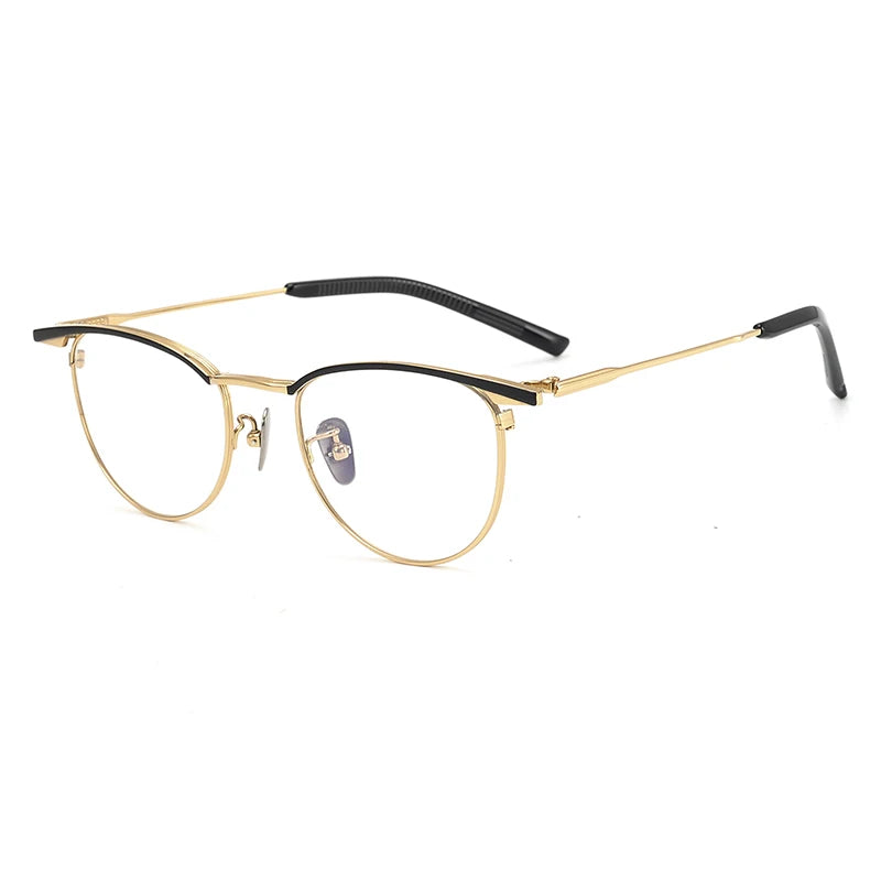 Aimee Unisex Full Rim Brow Line Oval Titanium Eyeglasses 19155 - Lightweight Durable Frame for Men & Women - Perfect for Reading, Working & Fashion Accessories