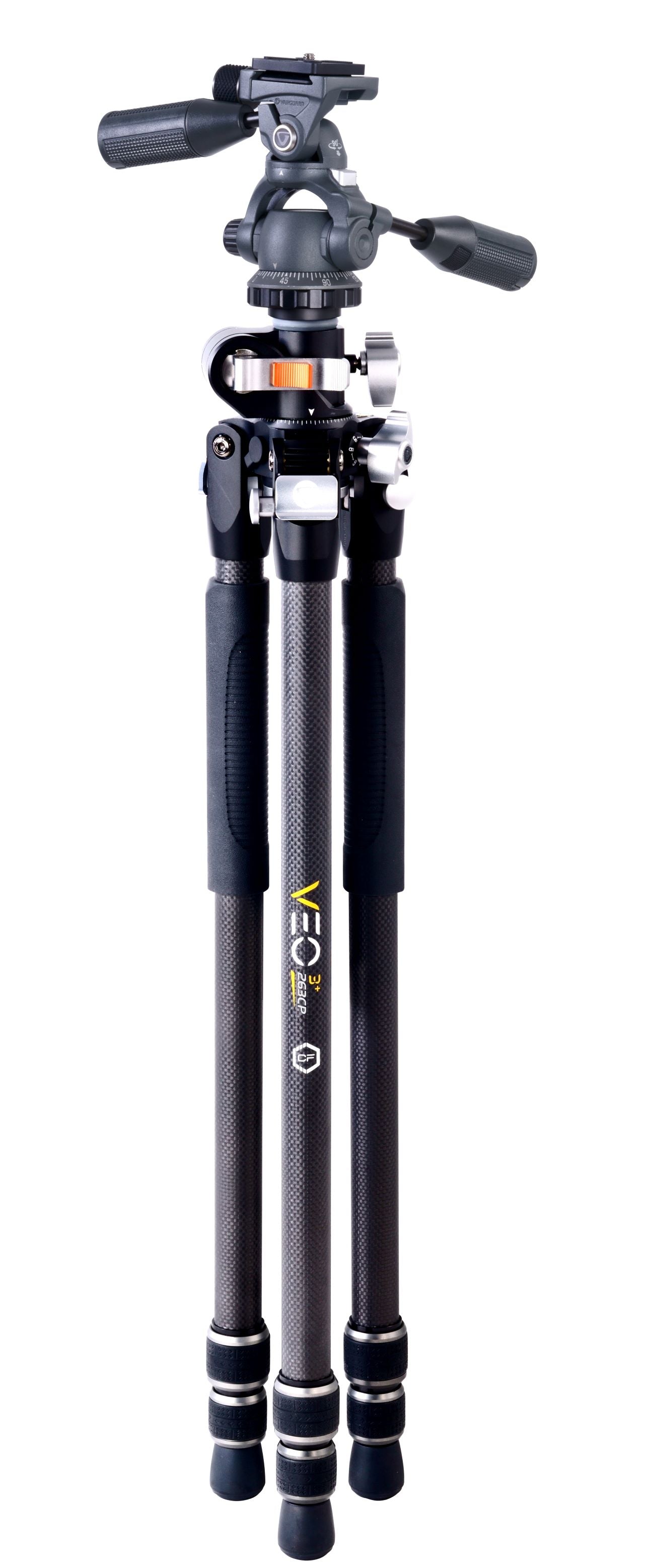 Professional VEO 3+ 263CP Carbon Fiber Tripod with Panhead - Lightweight & Stable for Overhead Shooting, Vlogging, Photography & Travel