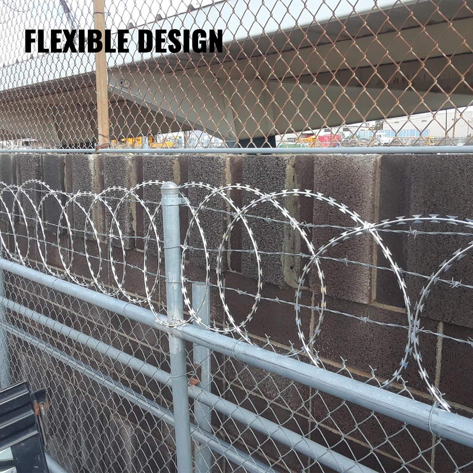 OrangeA 18 Inch Galvanized Barbed Wire Razor Wire - 500 Feet Heavy Duty Fence Security Wire (10 Coils Per Roll) for Farm, Ranch, Construction Site & Perimeter Protection