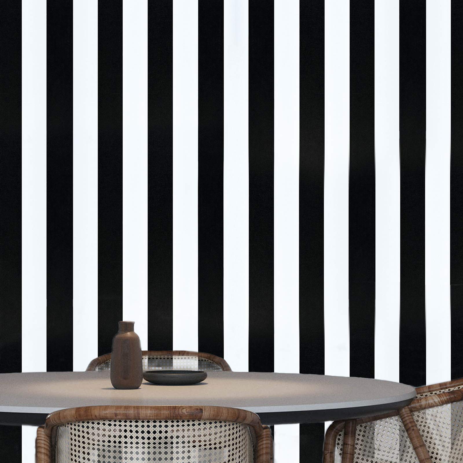 Black and White Stripe Peel and Stick Wallpaper - 17.71'' x 16.4Ft Self-Adhesive Removable Contact Paper for Walls, Cabinets, Shelves & Drawers - Waterproof Wall Covering for Home Decor, Kitchen, Bathroom & Office