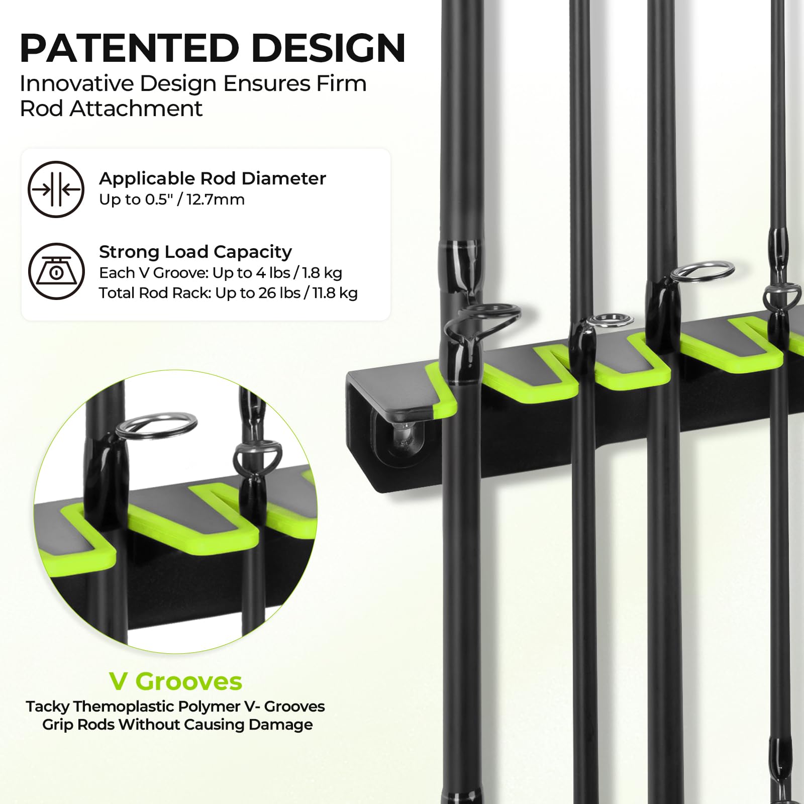 KastKing V15 Vertical Fishing Rod Holder – Wall Mounted Rod Rack for 15 Fishing Rods & Combos (17.25 Inch Storage) | Durable Pole Organizer for Garage, Boat, or Home Fishing Gear Storage
