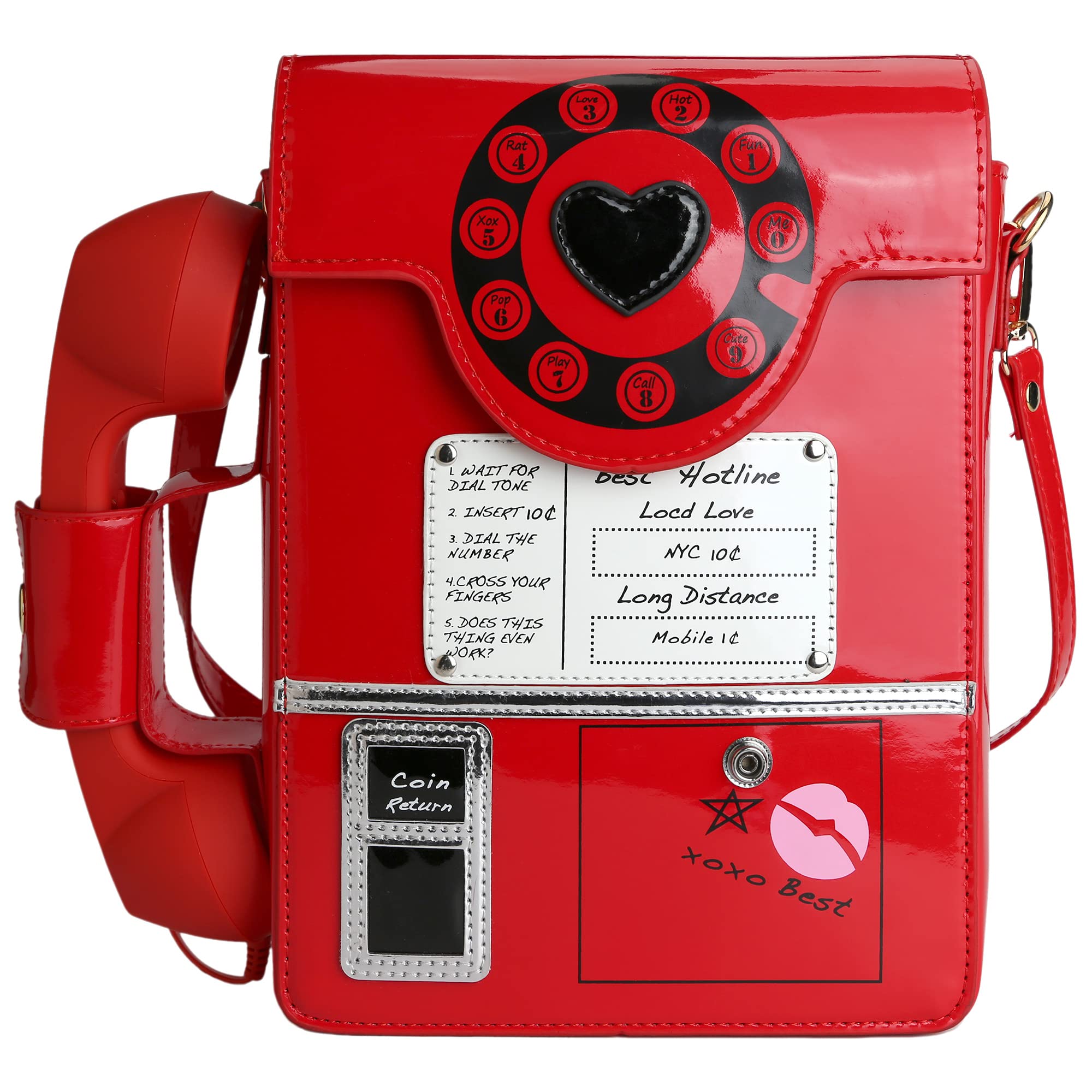 Vintage Retro Dial Telephone Crossbody Shoulder Bag - PU Leather Adjustable Strap with Movable Microphone Purse for Women | Perfect for 80s Theme Parties, Cosplay & Unique Fashion Accessory