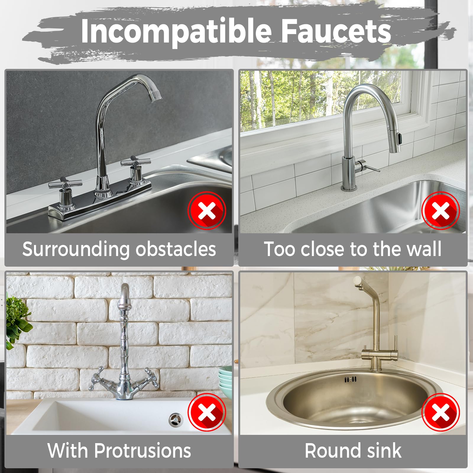 **Non-Slip Silicone Faucet Splash Guard - 15 Inch Kitchen Sink Protector with 5 Adjustable Rubber Rings, Light Gray Sink Mat for Water Splash Prevention - Perfect for Kitchen & Bathroom Sinks (Ideal for Washing Dishes, Brushing Teeth & Handwashing)**