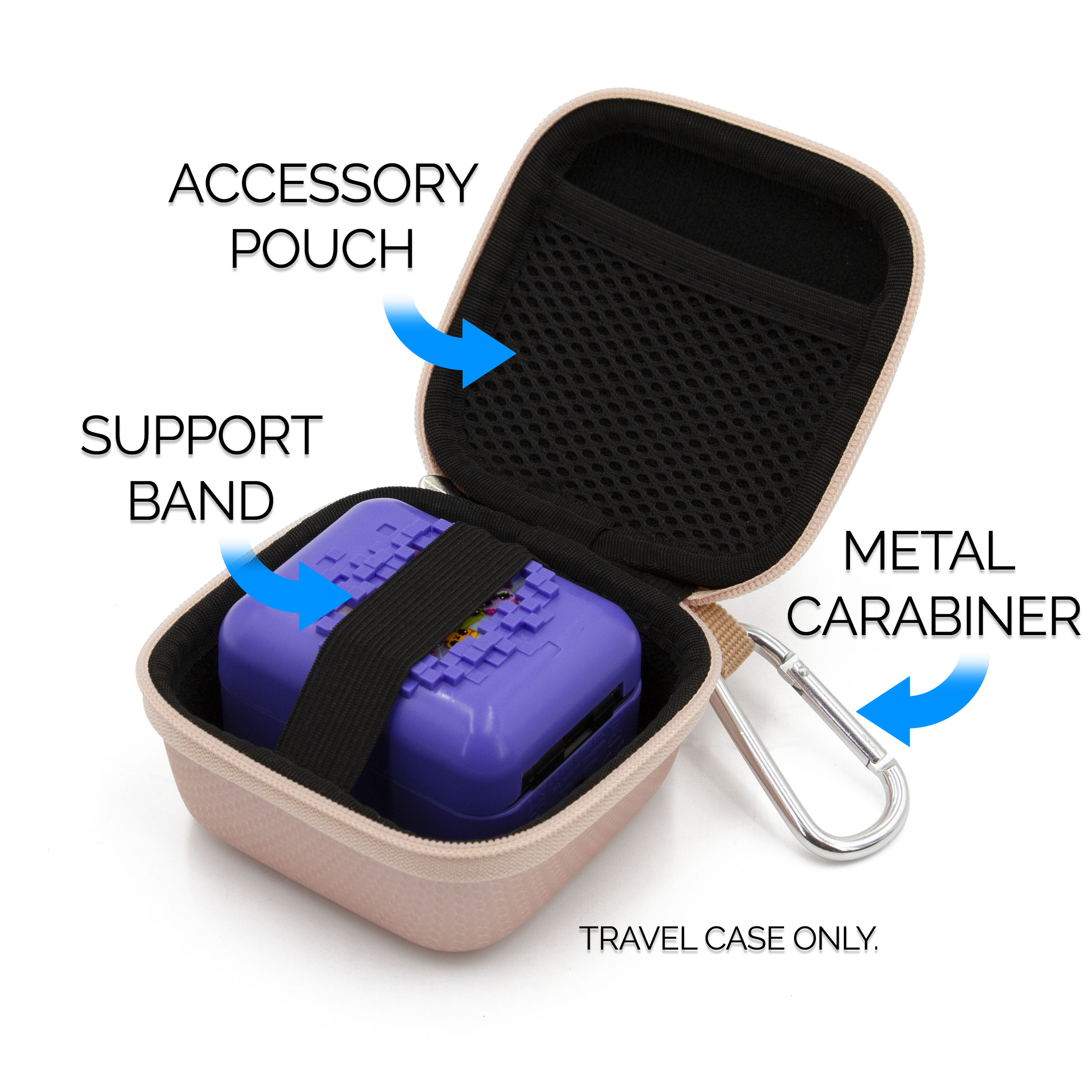 CASEMATIX Hard Shell Travel Case for Bitzee Interactive Digital Pet - Durable Protective Cover with Carabiner Clip (Rose Gold) - Perfect for Travel, School & Playdates