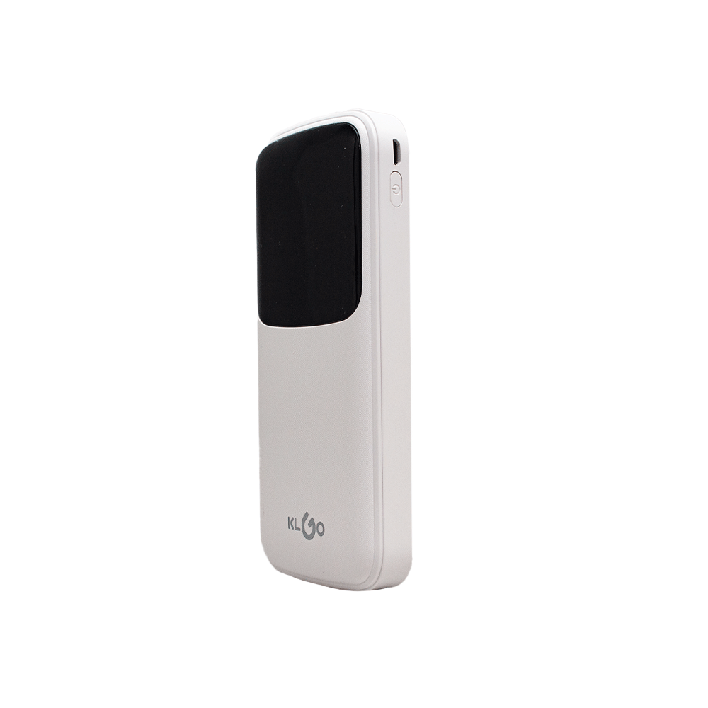 Klgo 10000mAh 4-in-1 Portable Charger Power Bank - Fast Charging, Compact & Lightweight, White [KP 83 WH] - Perfect for Travel, Camping, and Emergency Power Backup