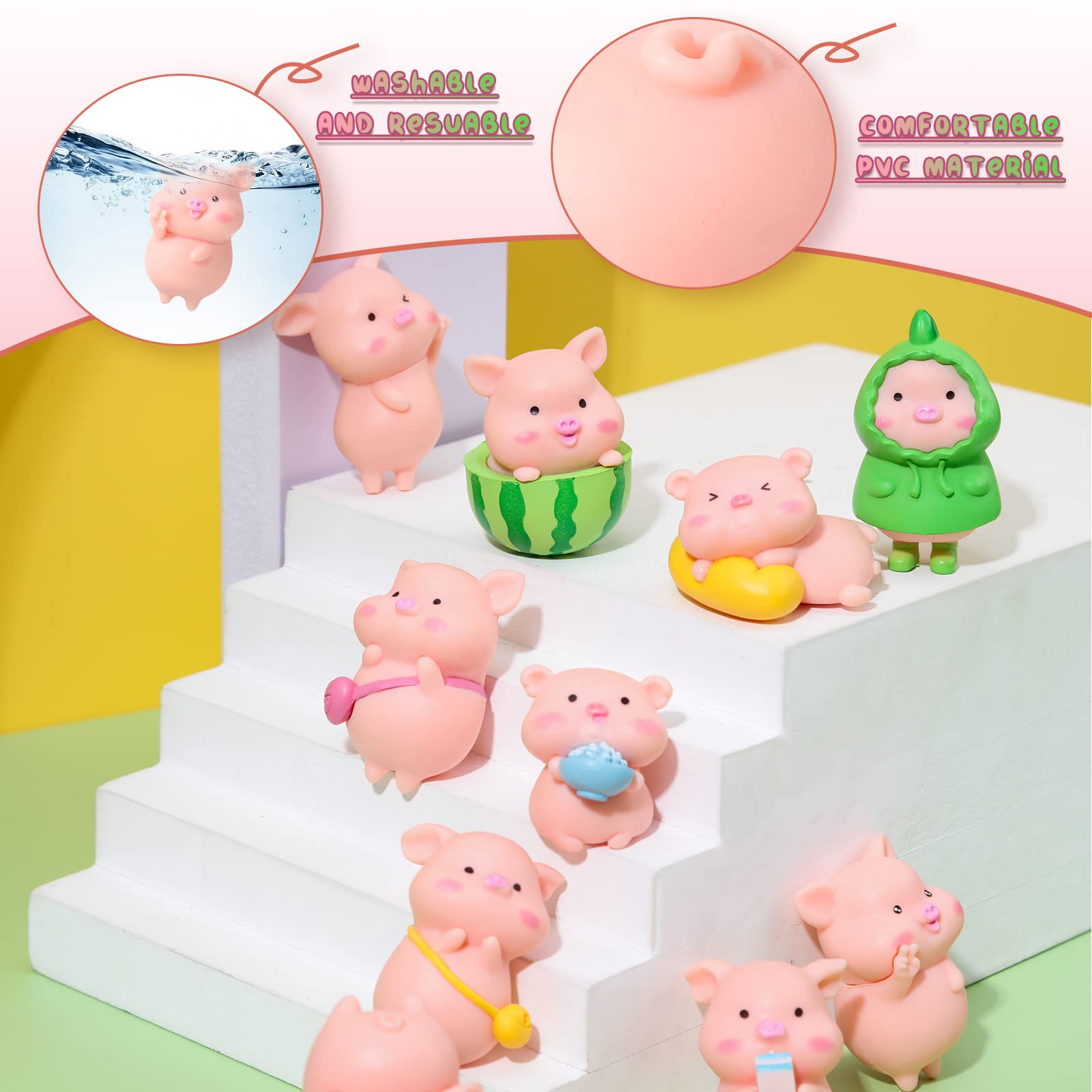 19 Pcs Mini Pig Figurines - Cute Animal Toy Set for Cake Toppers, Home Desk Decor, Birthday Party Supplies | Perfect for Farm Theme Parties, Baby Showers & DIY Crafts