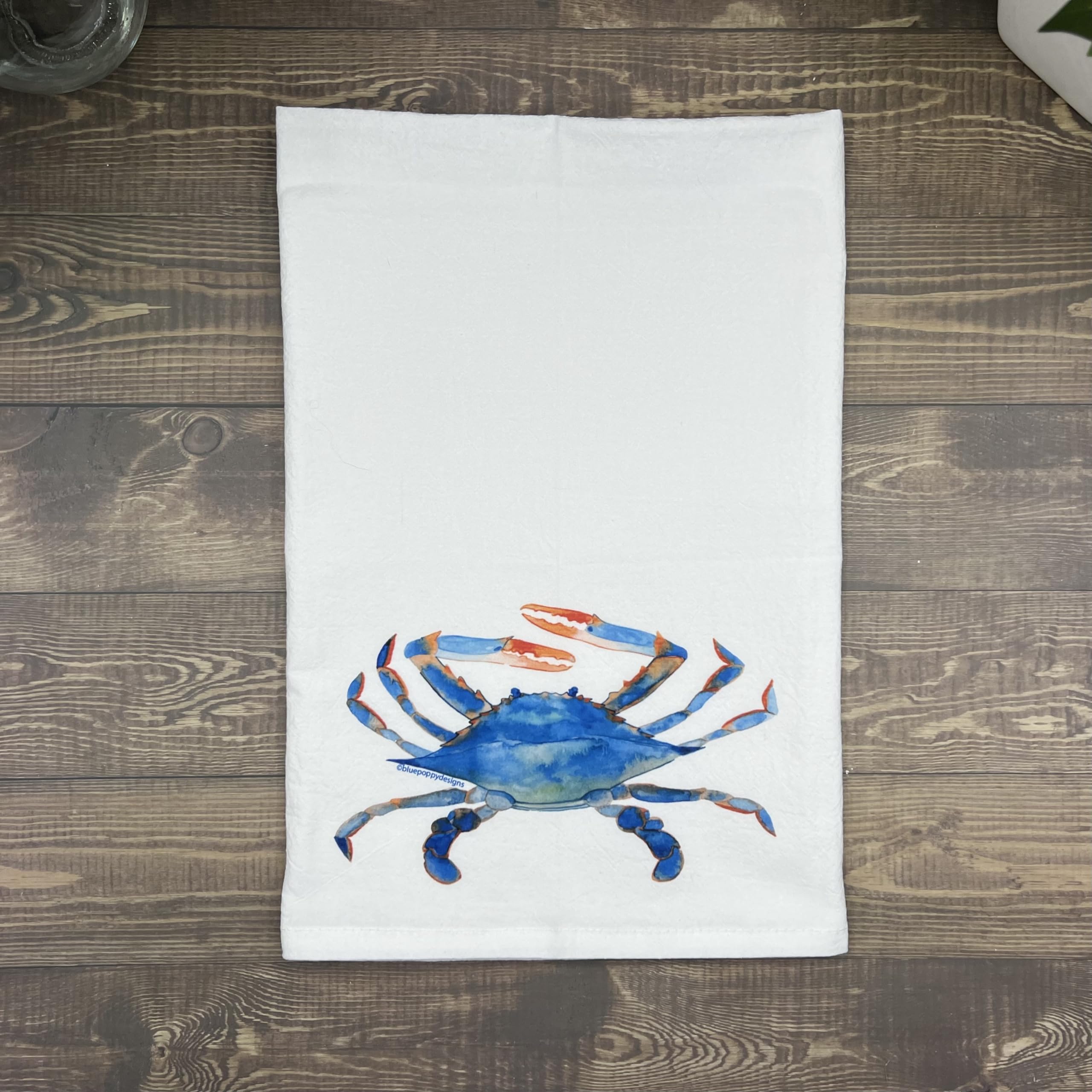 Blue Crab Kitchen Towel - Premium Cotton Dish Towel with Artistic Design | Perfect for Coastal Kitchens, Beach House Decor & Seafood Lovers