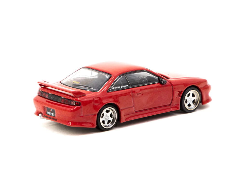Tarmac Works 1:64 Scale Diecast Model Car - Nissan Silvia S14 Vertex Edition in Red Metallic - Collectible Miniature Vehicle for Display, Racing Games & Car Enthusiasts