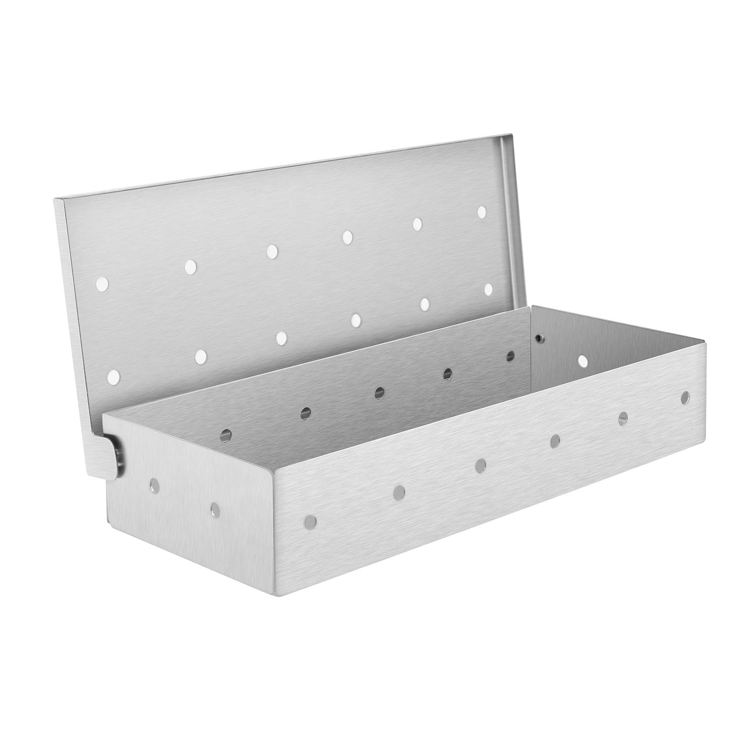Premium Stainless Steel Smoker Box for Wood Chips – Heavy Duty BBQ Smoker Box for Gas & Charcoal Grills – Enhance Flavor with Smoky BBQ Taste – Perfect for Backyard Grilling, Camping & Outdoor Cooking