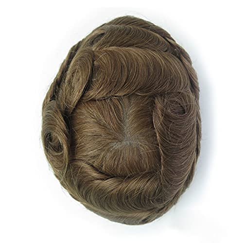 100% Human Hair Toupee for Men - Undetectable Ultra Thin Skin V-Looped Hair System #10R WXL 8X10 - Natural Look for Daily Wear & Special Occasions